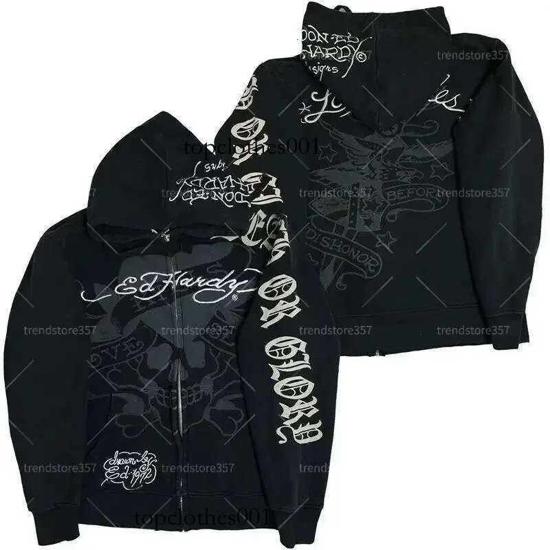 European American Personalized Cartoon Printed Hooded Cardigan Trend Ins Zipper Loose Sweatshirt Jacket For Men And Women