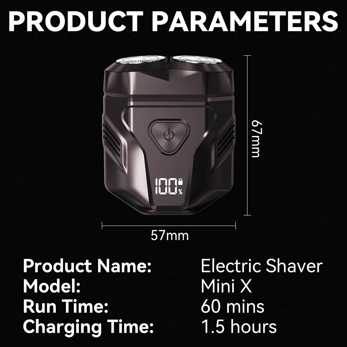 ENCHEN Mini X Portable Electric Shaver 100 Waterproof Type-C 15 Hours Rechargeable With Magnetic Cutter Head And Travel Lock 260126