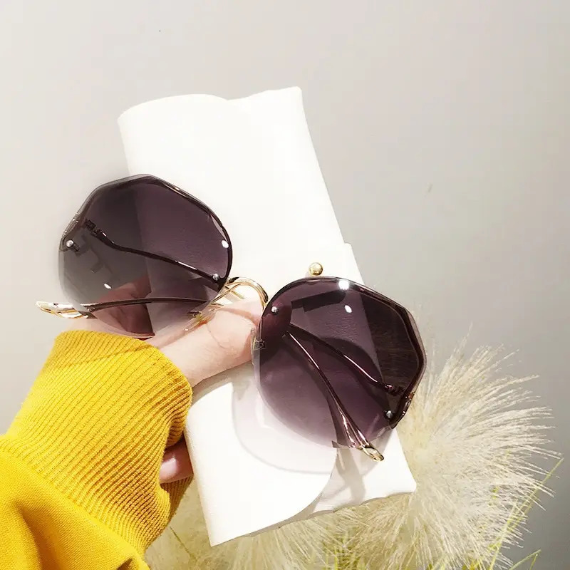 Rimless Sunglasse Metal Female Vintage Ladies Stylish n Oversized Square Sun Glasses UV400 260206