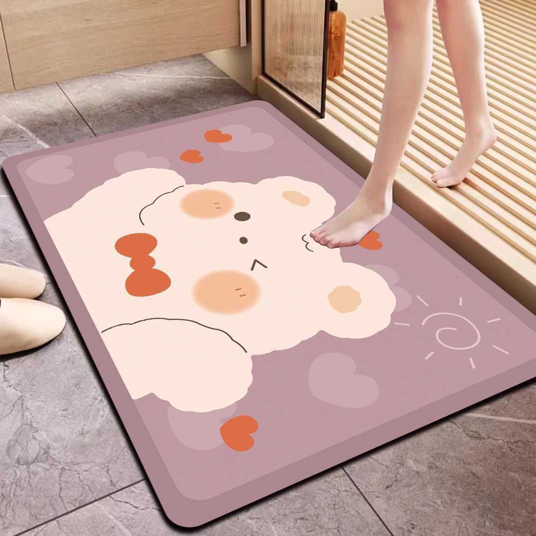 Diatomaceous Earth Cartoon Cute Absorbent Mat Bathroom Mat Non-Slip Quick-Dry Door Mat Washroom Foot Mat S260207