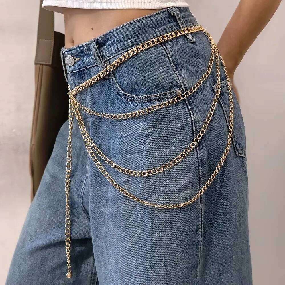 Trendy Vintage Women's Multi layer Punk Tassle Waist Chain Gold Silver Metal Dress Girdle for Women X260209
