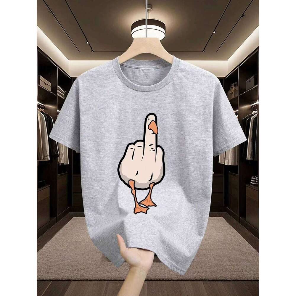Men's Summer 100% Cotton High Quality Fashionable Casual Sports Loose Fun Pattern Printed Round Neck Short Sleeve T-shirt Top X260209