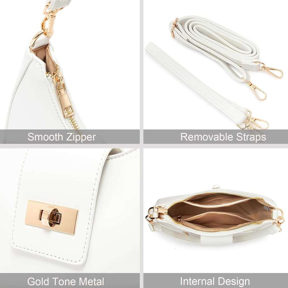 Crescent Shoulder Bag For Women Retro Vegan Leather Crossbody Bags Tote Handbag Underarm Purses