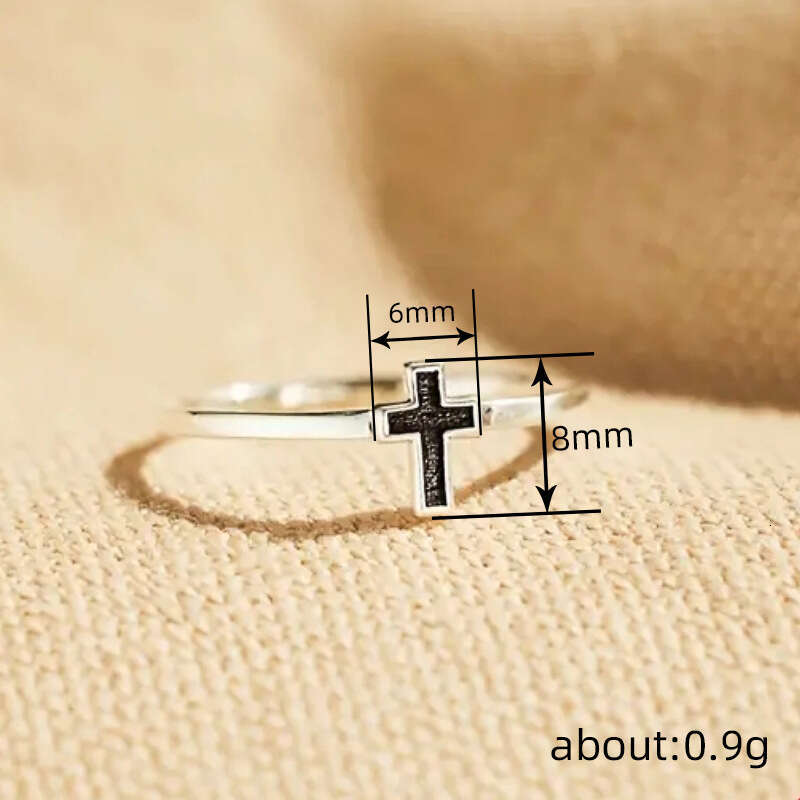 Metal Cross Ring Simple Minimalist Design Enamel Jewelry Fashionable Style For Women