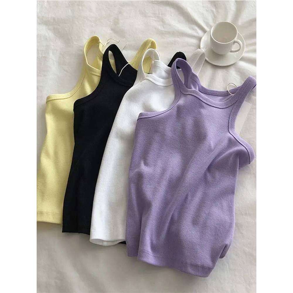 2025 Tank Tops Sexy Cropped Top Female Summer Camisole Camis Black White Sport Clothes For Women 26Y0209