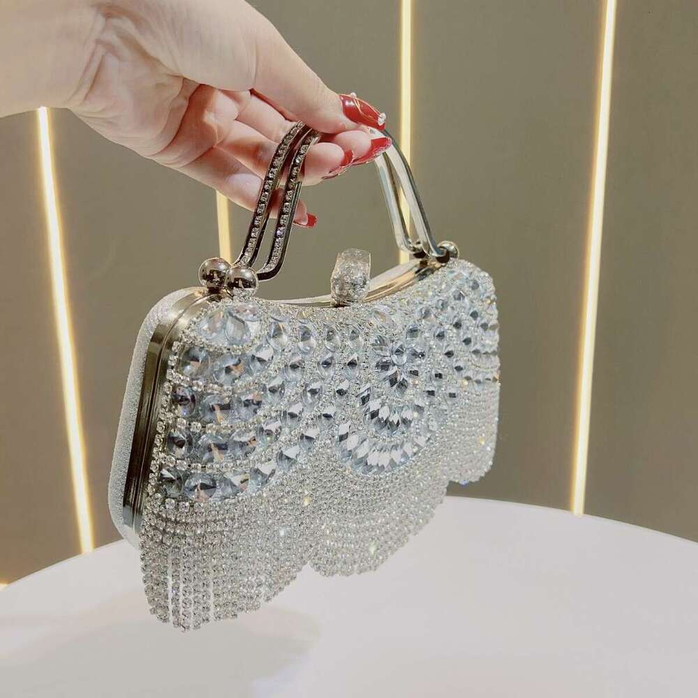 New Diamond-Studded Clutch With Tassel For Wear, Birthday, Wedding, Banquet, Single Shoulder, Crossbody, Evening Bag