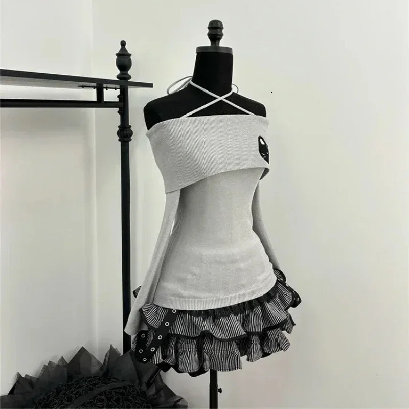 Japanese Sweet Y2k Elegant 2 Piece Set Woman Long Sleeve Chic Blouse Mini Ruffle Skirt Female Korea Style Rave Birthday Outfits 260208