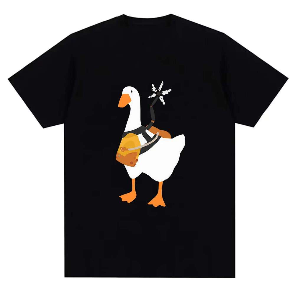 Men's Printed T-Shirt - Duck with Backpack Money Fun Design, 100% Cotton Breathable Fabric, Casual Summer Tee, Trendy & Comfortable X260209