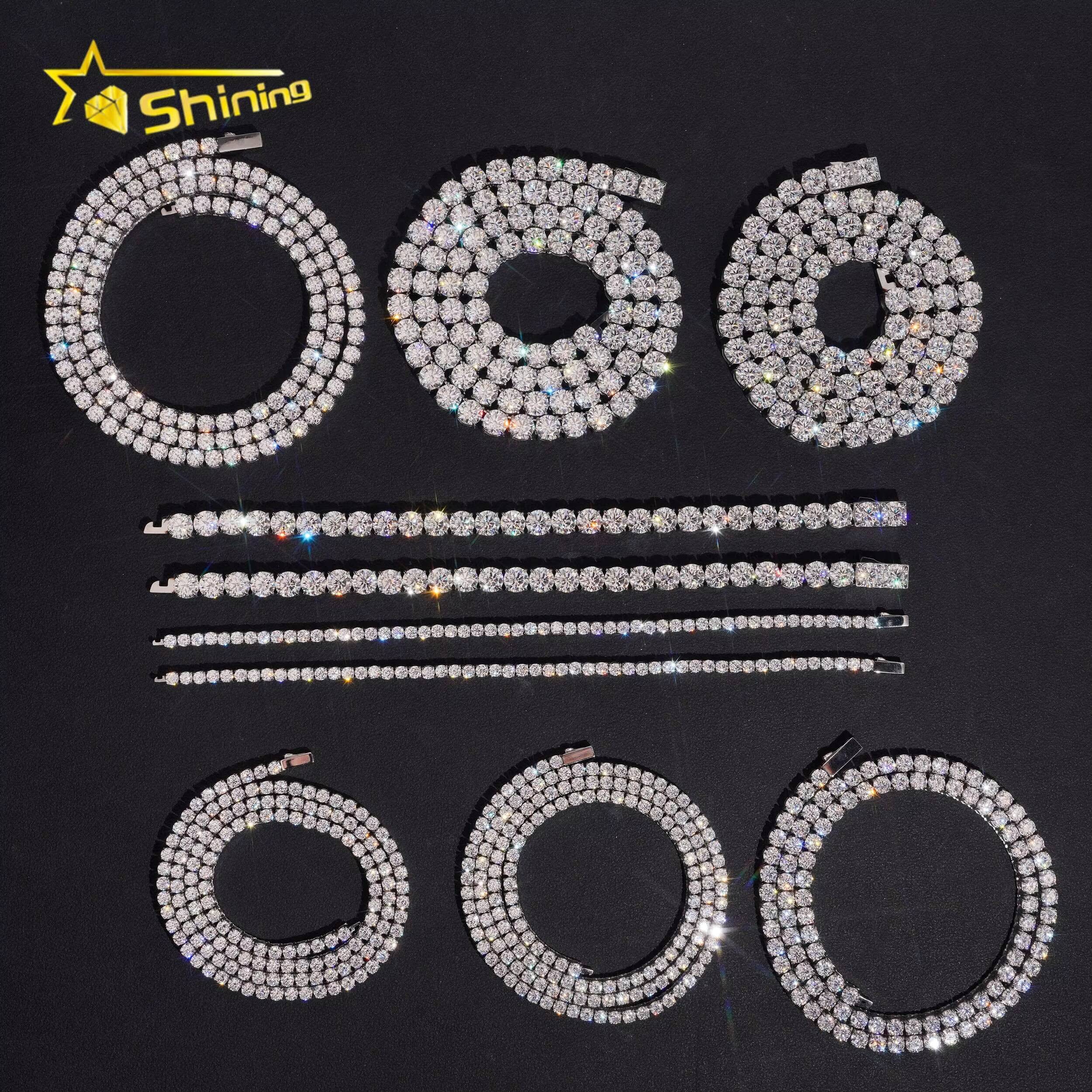 Hip Hop Necklace Moissanite Jewelry Pass Diamond Test VVS Moissanite Tennis Necklace