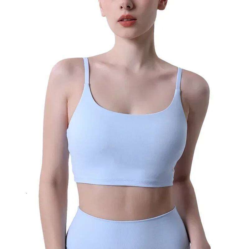 Solid Color Fitness Bra Tights Yoga Vest High Strength Shockproof Sports Top Sexy Breathable Underwear For Women Gym 26Y0208