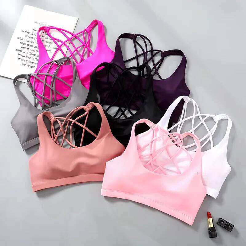 Fitness Sports Bra for Women Push Up Wirefree Padded Crisscross Strappy Running Gym Workout Yoga Underwear Crop Tops Sportswear 26Y0209