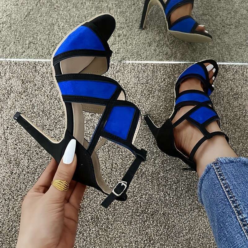 Women S Cut Out High Heel Sandals Sexy Open Toe Ankle Buckle Strap Stiletto Heels Party Daily Wear Pumps MOJIDASHU