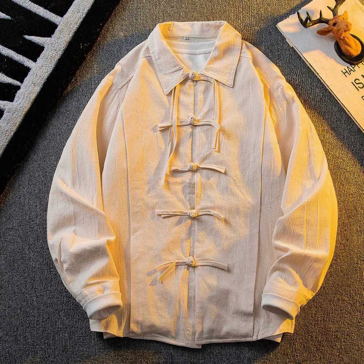 Spring Autumn New Chinese Buttoned Shirts Jacket Fashion Mens Retro Chinese Style Loose Casual Shirt Men Tops Male Clothes C260209