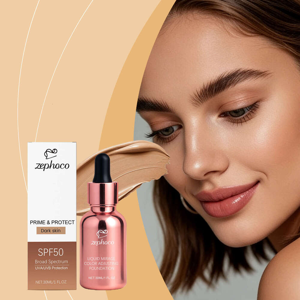 zephoco Dark Skin Tone Protective Color-Changing Lightweight Moisturizing Natural Fit Clear Concealer Foundation