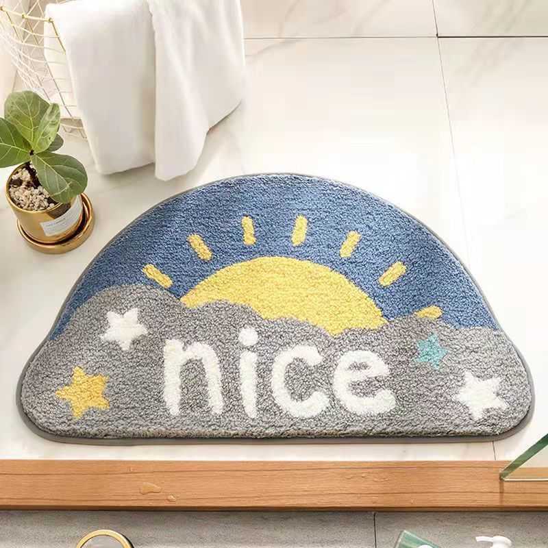 Cute Cartoon Anime Imitation Cashmere Absorbent Floor Mat Home Bathroom Entrance Non-Slip Doormat Dirt-Resistant Entryway Mat S260207