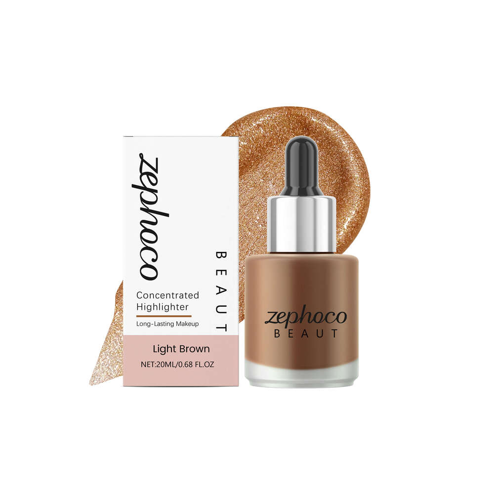 zephoco Light Brown Concentrated Highlighter Liquid Lightweight Texture Delicate Glossy Color Smooth Application