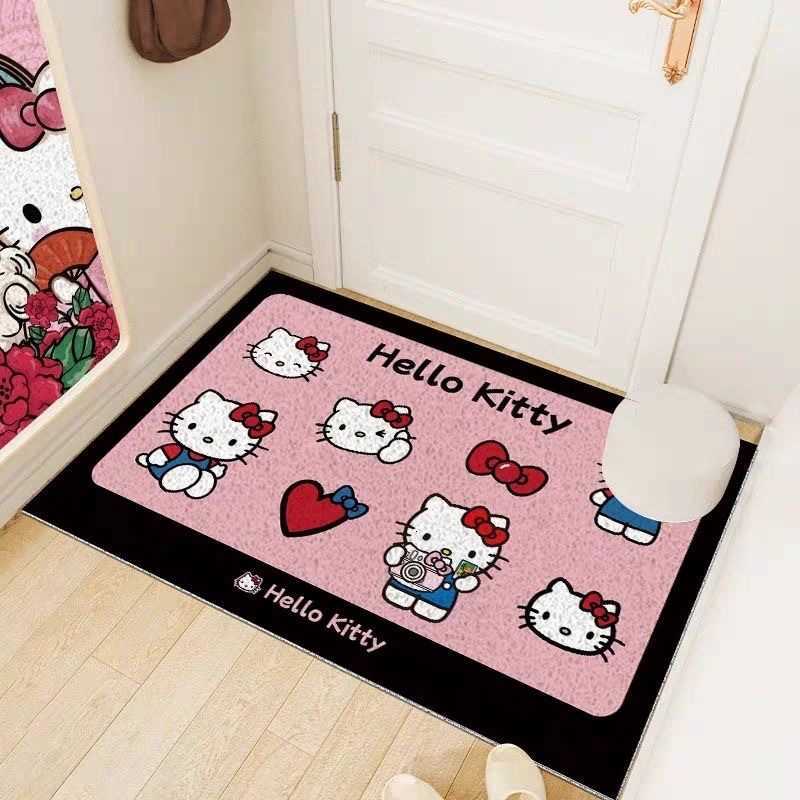 Hello Kitty entrance door silk loop mat cartoon anti-slip door mat dirt-resistant and dust-collecting foot mat S260207