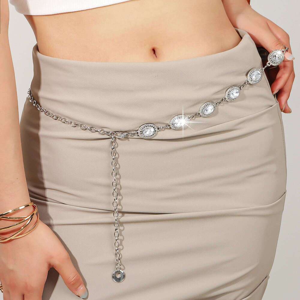 The new diamond-encrusted premium metal accessory goes stylish with dress pants waist chain X260209