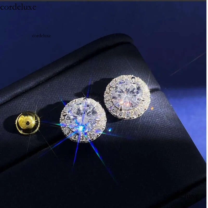 2024 Drop Ship Stud Earrings Simple Fashion jewelry Sterling Sier Round Cut 5A Cubic Zircon CZ Dia Gemstones Party Women EarringGift ae