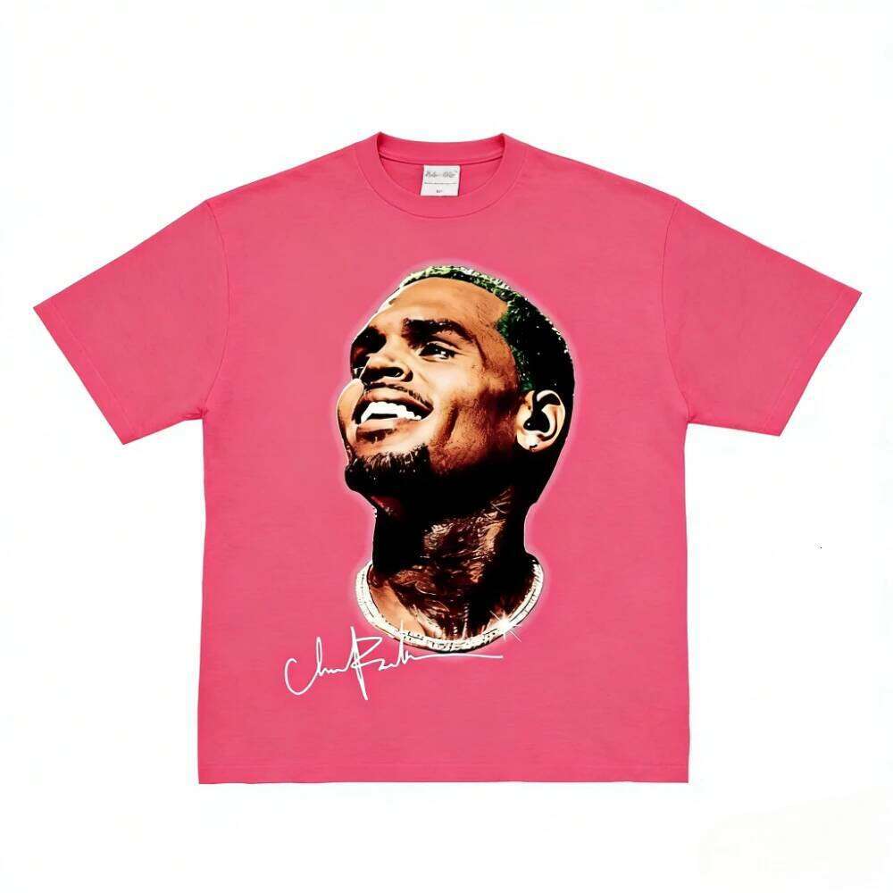 Chris Brown Green Hair Graphic T-Shirt Cotton Trendy R&B Style Unisex Crew Neck Streetwear spring Summer Casual Tees X260209