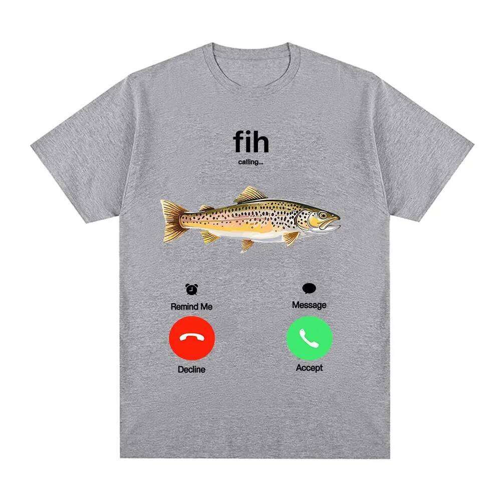 Divertido Fih llamando recordareme mensaje se acepta llamada telefnica camisetas pescado traje de Fishman camiseta X260209