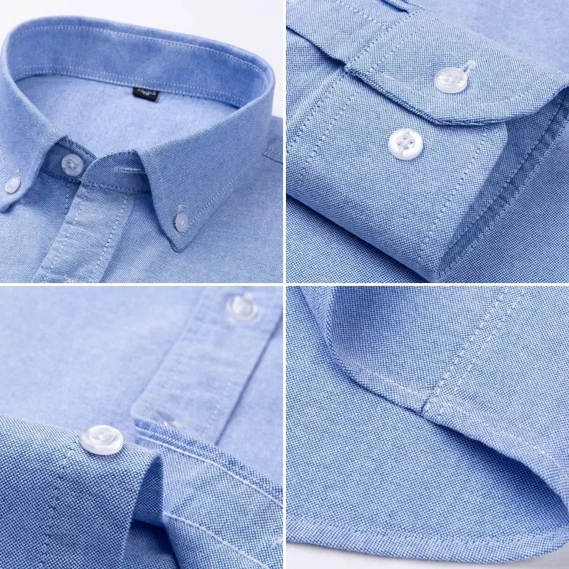 100 Pure Cotton Men Long Sleeve Dress Shirt for Oxford Shirt Men Plaid Striped Work Casual Social Shirts Male Regular-Fit S-6XL 260208