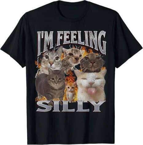 Retro Model Casual Versatile Top Men's and Women's Abstract Cat Pattern T-shirt Summer Fashion Street Short Sleeve X260209