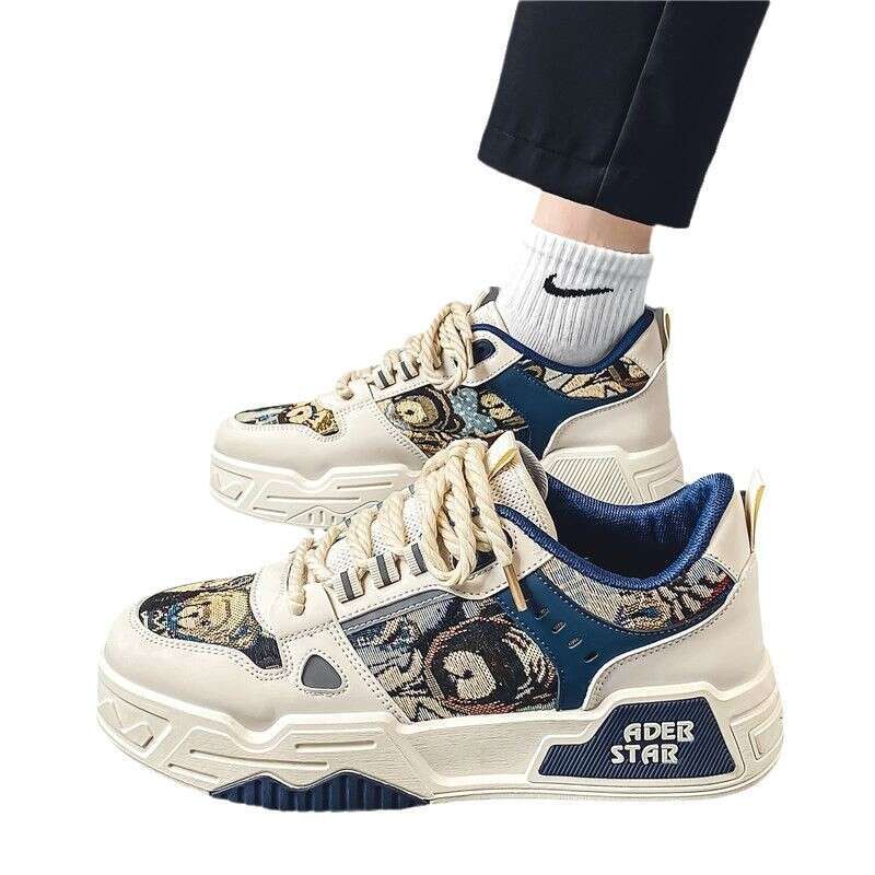 Men's Winter Breathable Versatile Casual Design Sense Niche Sneakers Youth Sports Thick Sole Height Increasing Canvas Trendy Shoes