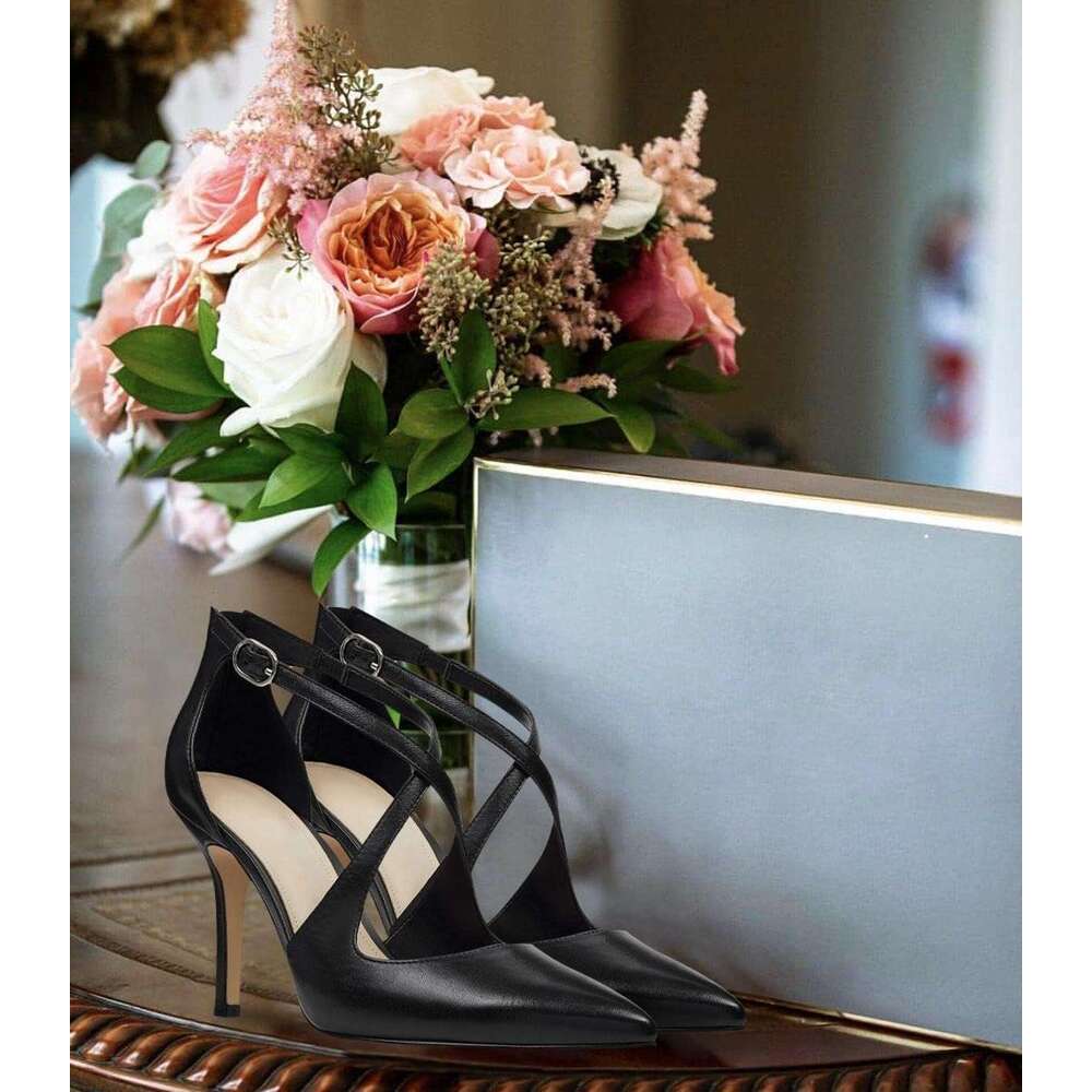 Womens Pumps High Heels Pointed Toe Crossed Strap D Orsay Zip Up Stilettos Party Dress Shoes