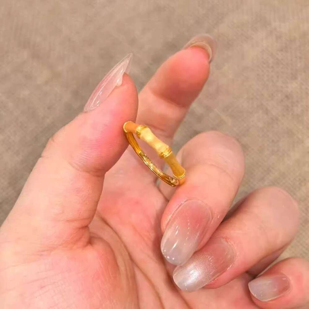 New Chinese-style Gold-brushed Bamboo Ring With A Casual Design Versatile And Available