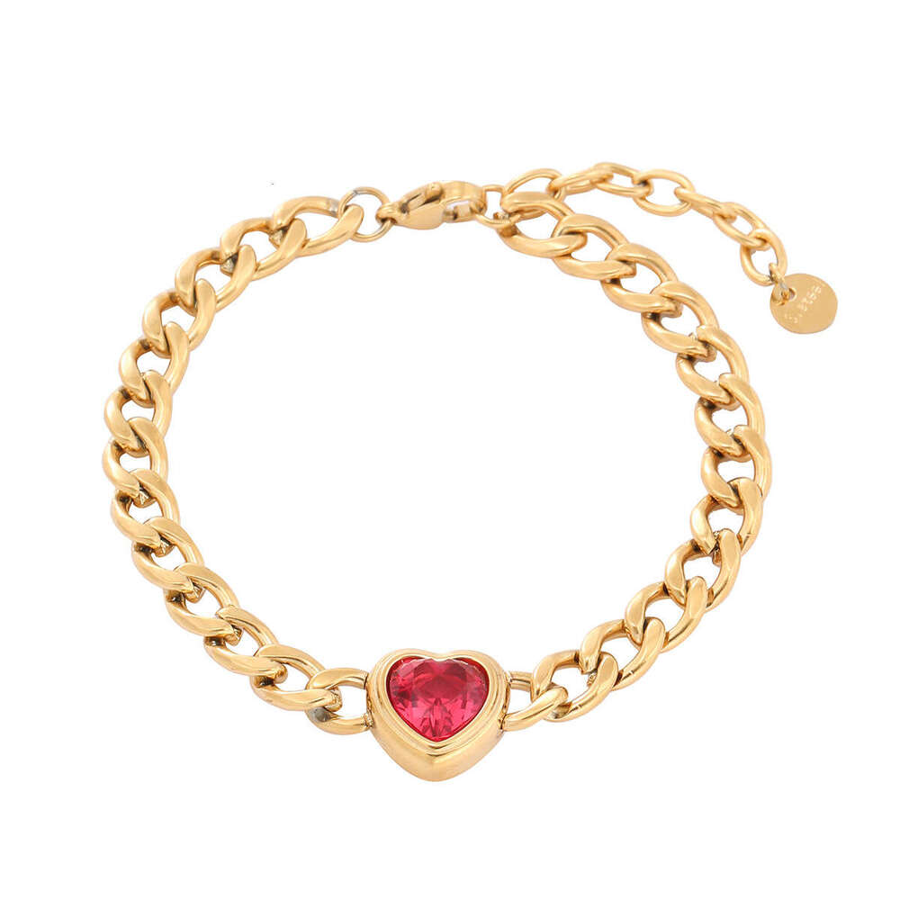 Heart-Shaped Colored Zirconium Titanium Alloy Bracelet Women's Bracelet 18K Vacuum-Plated Gold Fashion Stainless Steel Jewelry