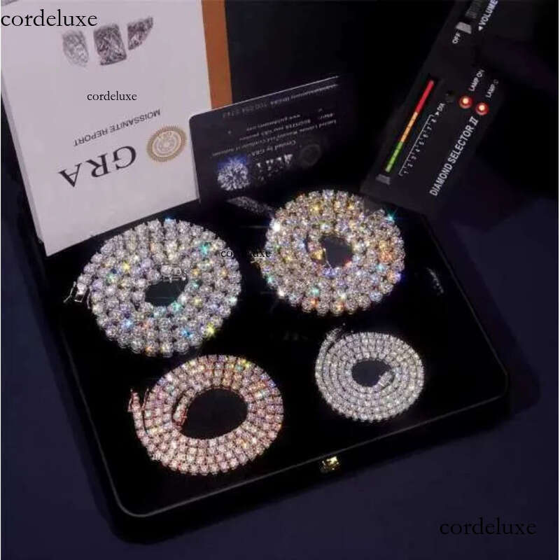 Fashion Jewelry Necklace Pass Dia Tester 5mm VS Moissanite Iced Tennis Mens and Womens Chain Free Shipping 65