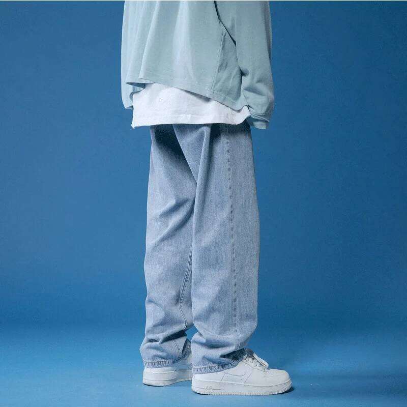 Men's Large Denim Pants Teenage Boys' Pants Loose Denim Pants Men's Fashion Trend Street Korean Style