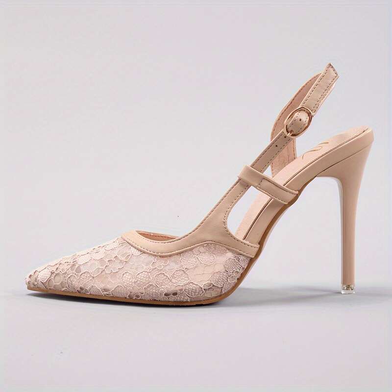 Lace Trimmed High Heels Women Elegant Sexy Pointed Toe Sandals For Summer Banquets Parties And Weddings Women Shoes MOJIDASHU