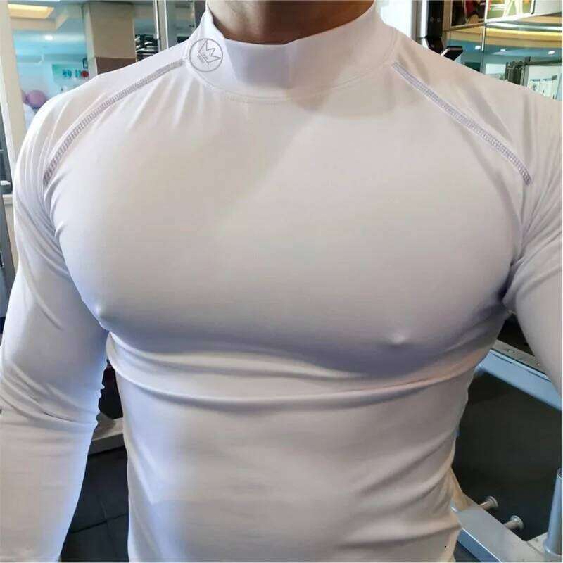 Fitness T-shirt Men Long Sleeve Training Shirts Running Compression Skinny Tops Muscle Workout Clothing 26Y0209