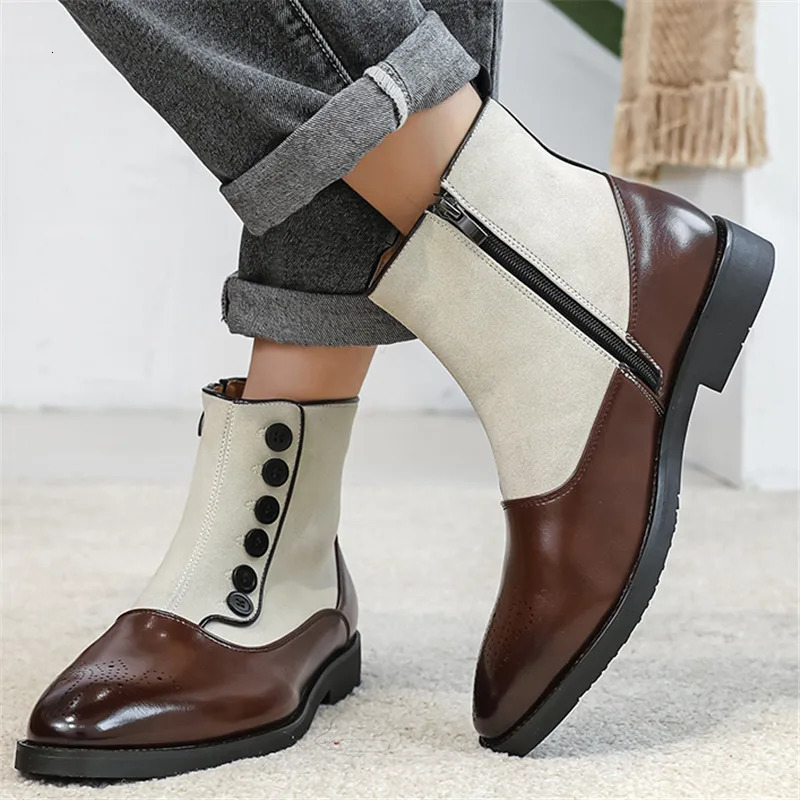 High Tops Winter Fashion Mixed Colors Patchwork Ankle Boots Mens Casual Shoes Zapatos Hombre 260208