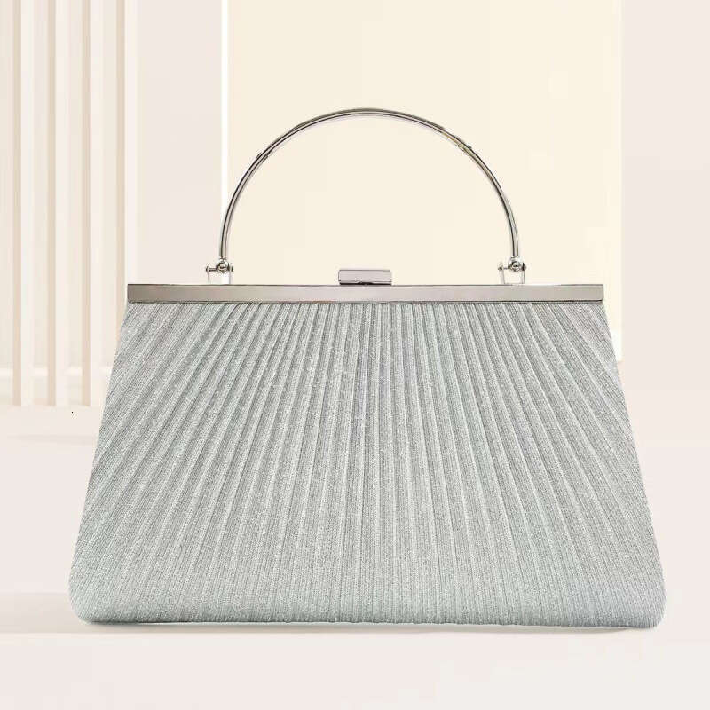 New Simple Fashion Pleated Handbag Shiny Evening Phone Women S Banquet Cheongsam Dress Bag