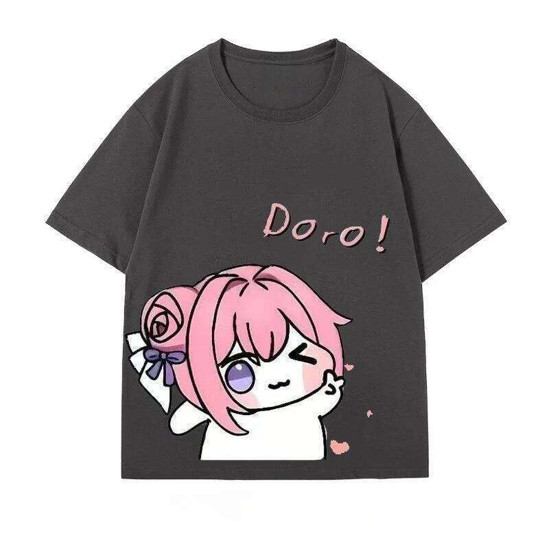 Doro Dorothy Pink Hair Dog Victory Goddess Surrounding Short Sleeve Men and Women Anime Summer Cute T-shirt Breathable Top X260209