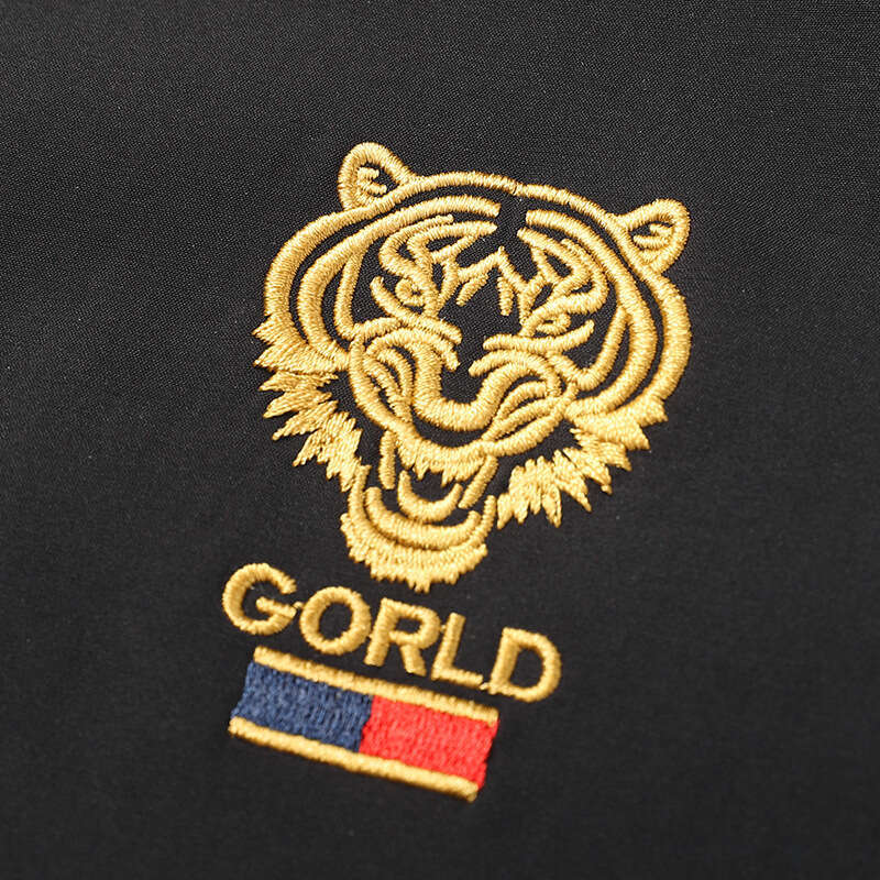 Spring And Autumn Jacket With Tiger Head Embroidery, Trendy Brand Men's Clothing, Stand-Up Collar Jacket