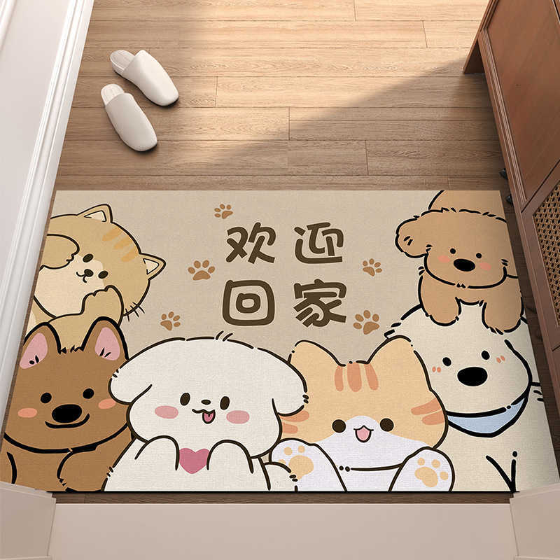 New Entryway Diatomaceous Earth Mat Cartoon Cute Entrance Water Absorbent Foot Mat Home Carpet Non-Slip Easy to Clean S260207