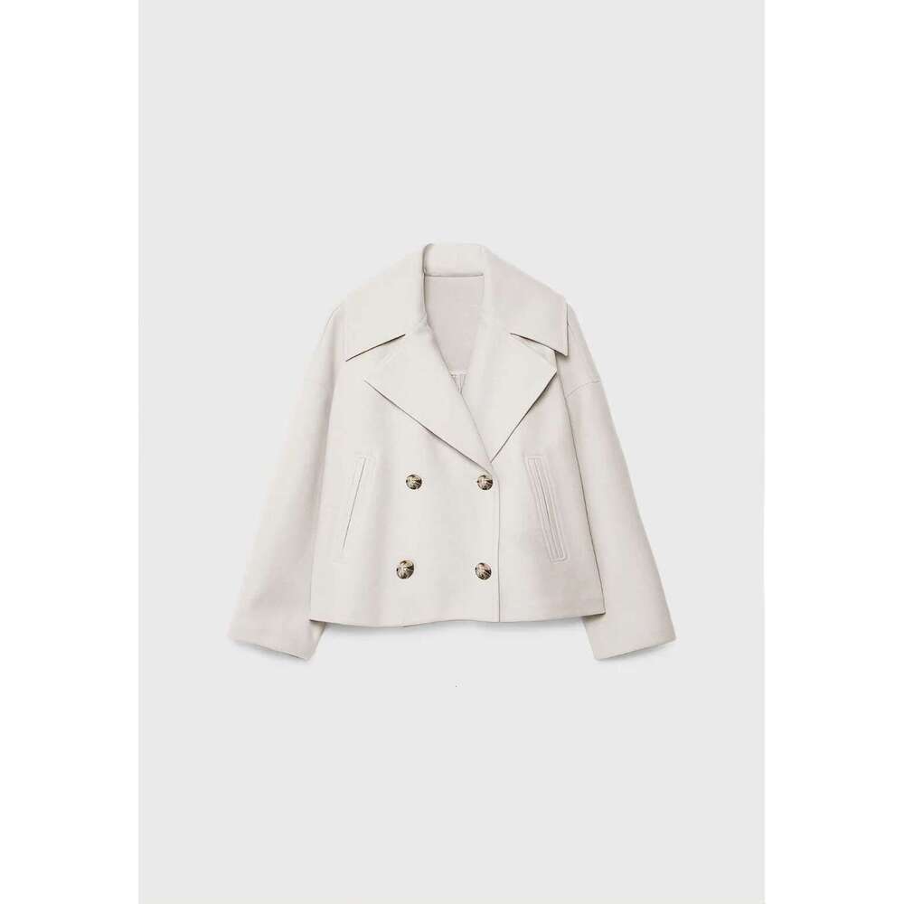 New autumn coat, European and American style, fashionable, simple, versatile, double-breasted women's woolen coat