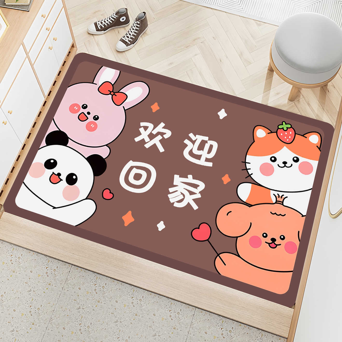 2025 Cute Cartoon New Entryway Doormat Carpet for Home Use Bathroom Non-Slip and Dirt-Resistant Diatomite Soft Mat S260207
