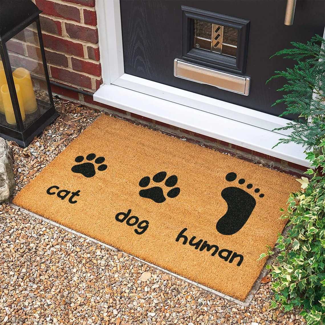 Entrance door faux coconut brown doormat thick crystal velvet American-style door mat with fun text welcome mat S260207