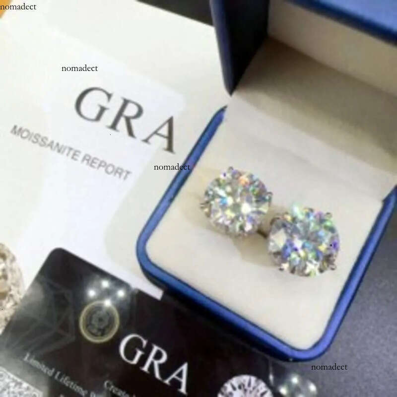 Large Size 4 Claws Ear 3mm-10mm Moissanite Sterg Unisex Lab Dia Stud for Women Men Gift Sier and Rose Gold Earrings 22
