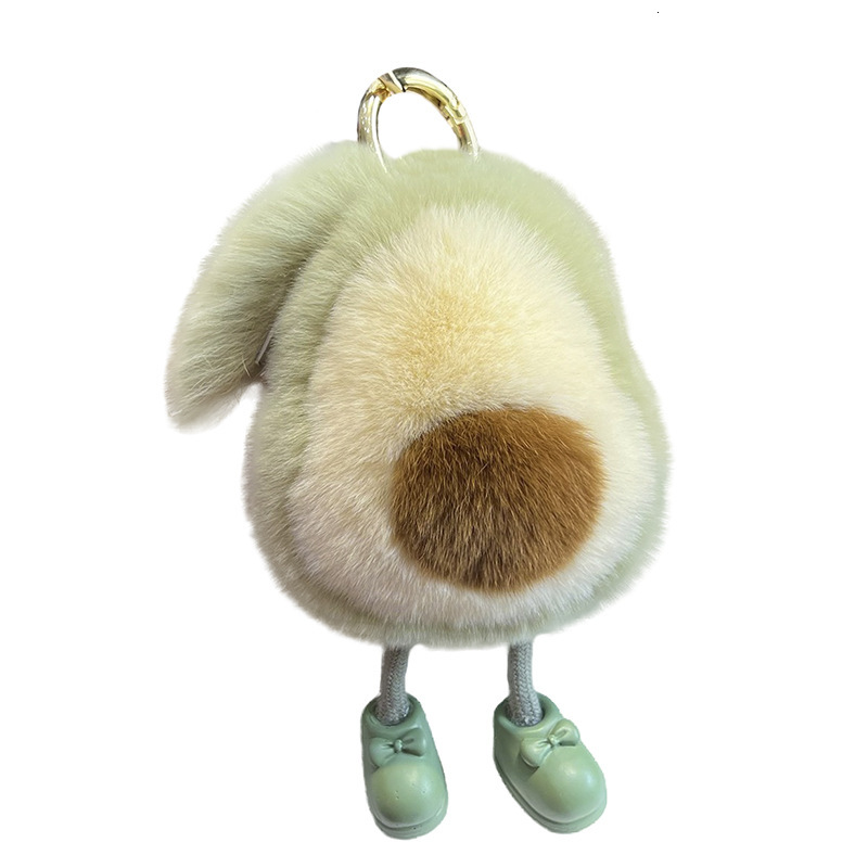 Cute Rabbit Fur Avocado Car Keychain Pendant Ins Internet Celebrity Plush Doll Backpack Decoration Gift
