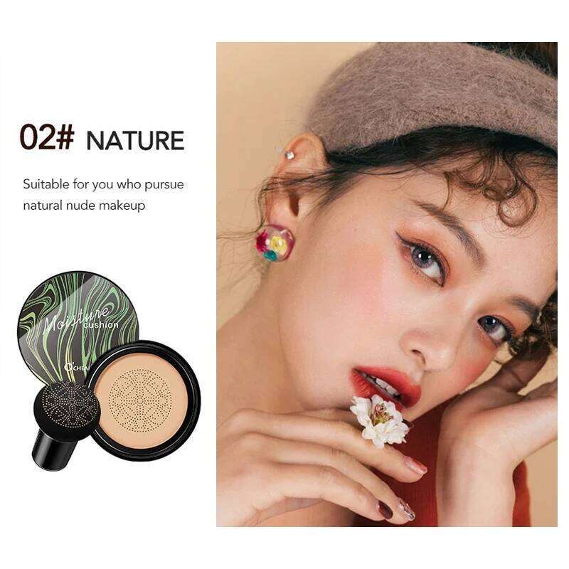 Ocheal BB Air Cushion Compact Make Up Foundation Concealer Cream for Face Cosmetics Makeup Mushroom Head Puff 26L0209