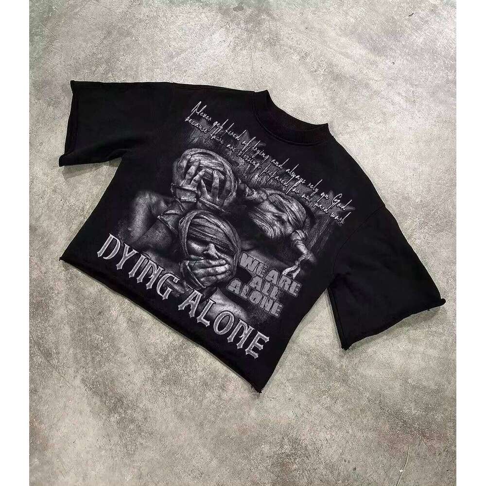 Harajuku vintage couples hiphop fashion streetwear high street popular t-shirt men american casual y2k tops oversized t shirt X260209