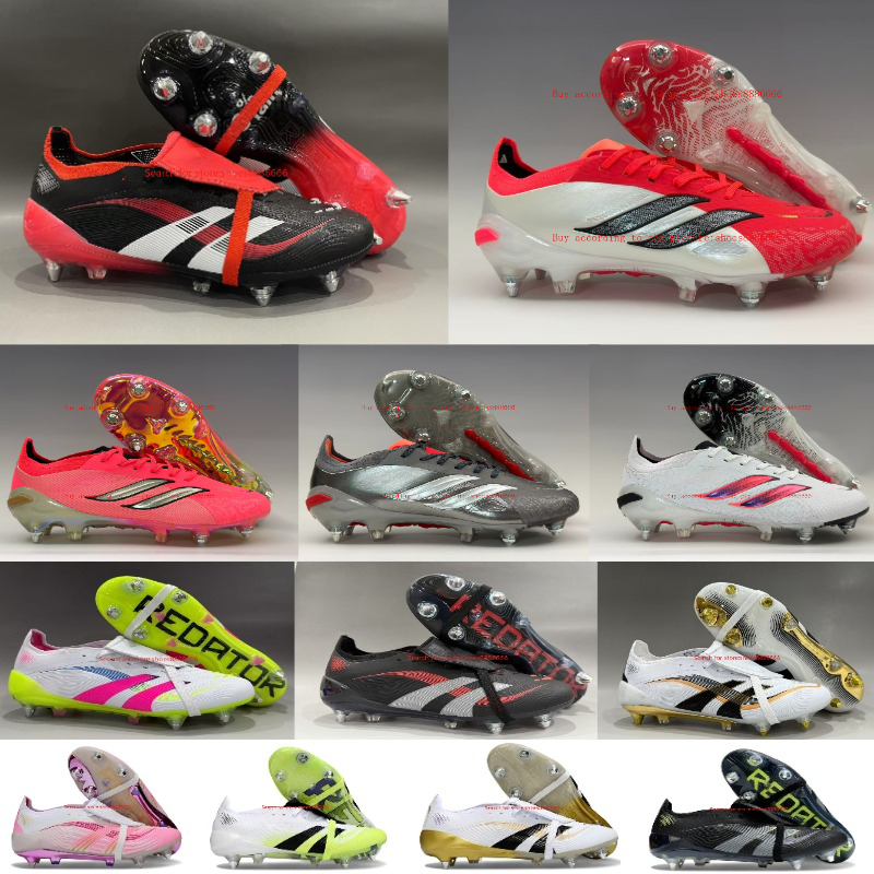 Quality Football Boots 25 26th Metal Spikes Tongue Fold Laceless Laces FG Mens Soccer Cleats Comfortable Training Leather Football Shoes kids