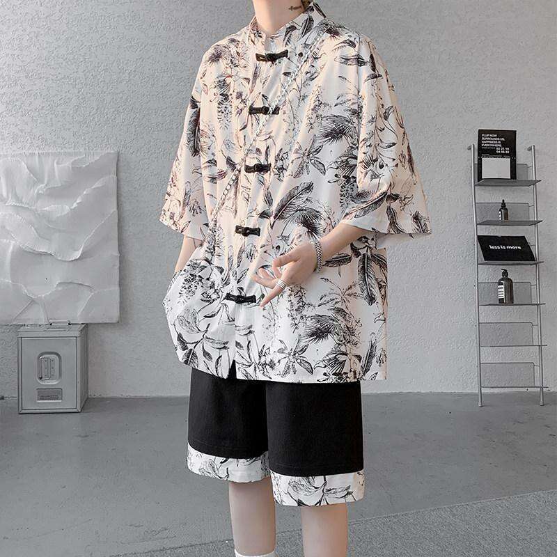 Short-Sleeved Summer Chinese-Style Plus-Size Men's Clothing Set, Including Half-Sleeve T-Shirt And Shorts, A Complete Outfit