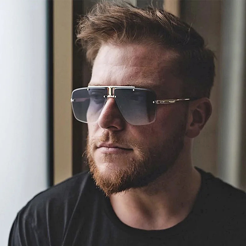 Rimless Sunglasses Rectangle Fashion Women Men Shades Large Square Sun Glasses for Female Male Summer Traveling 260207